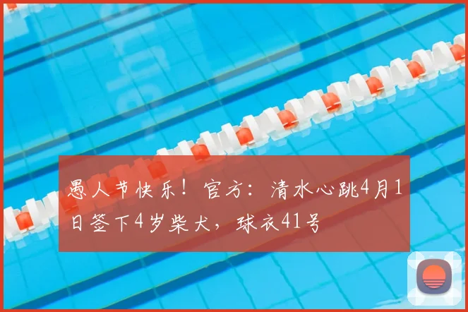 愚人节快乐！官方：清水心跳4月1日签下4岁柴犬，球衣41号