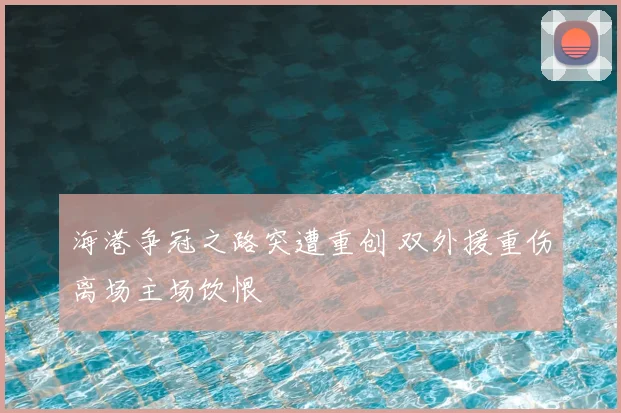 海港争冠之路突遭重创 双外援重伤离场主场饮恨